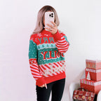 Women's Festive Knit Sweater with Creative Holiday Design