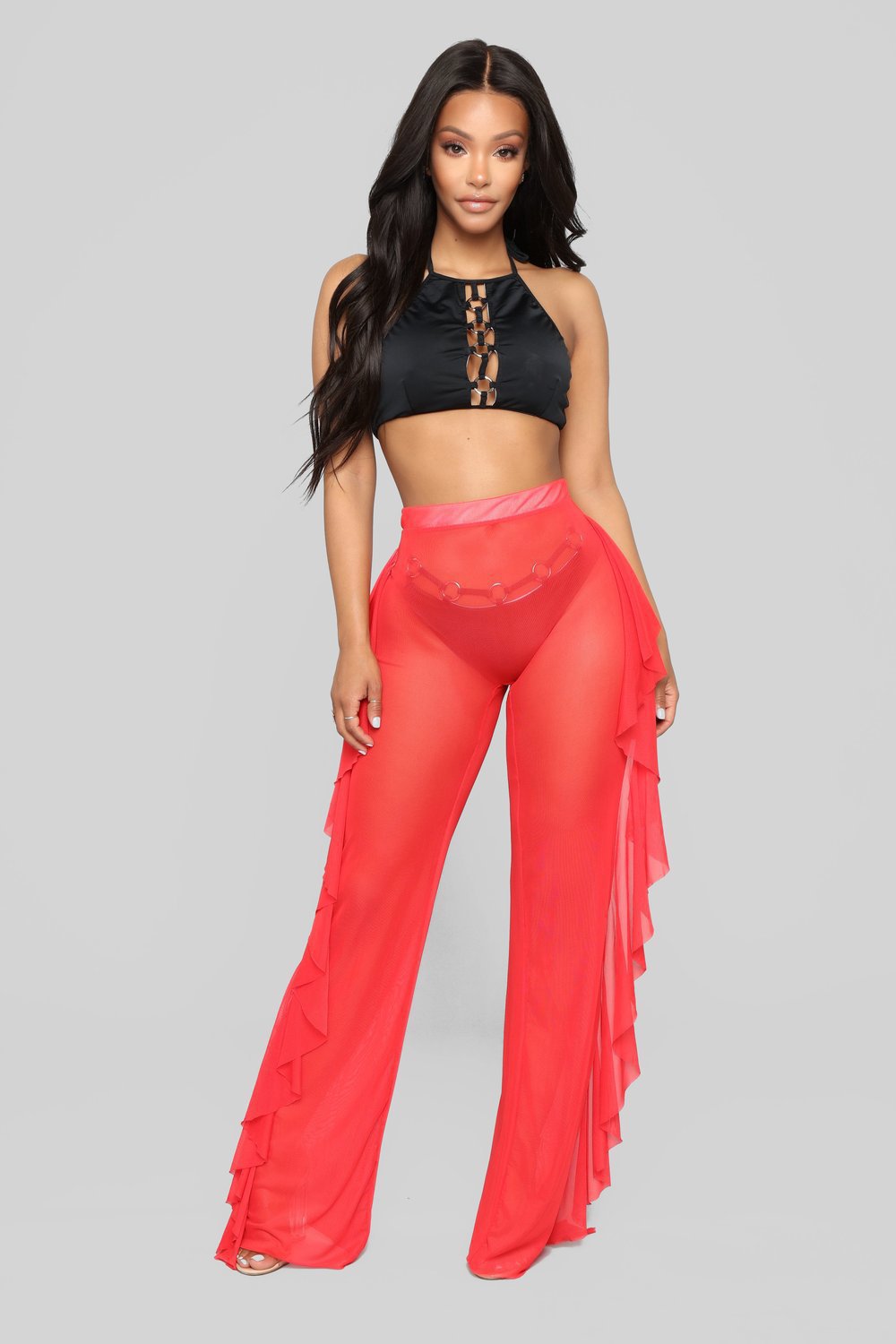 Women's Pull-On Boho Pants with Ruffles