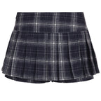 Women's Mini Skirt with Decorative Button Details and Vertical Stripes