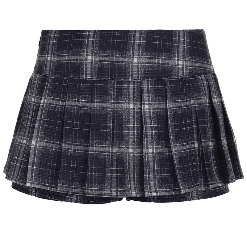 Women's Mini Skirt with Decorative Button Details and Vertical Stripes