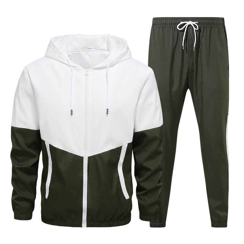 Men's Two-Piece Tracksuit Set with Hoodie and Elastic Jogging Pants