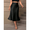 Women's A-Line Skirt in Shiny Satin with High Waist