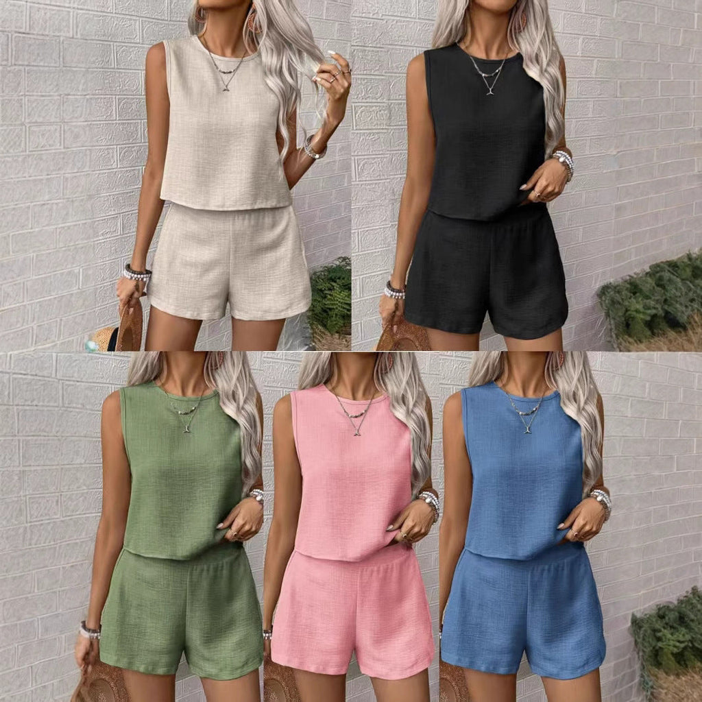 Casual Two-Piece Set with Sleeveless Top and Shorts