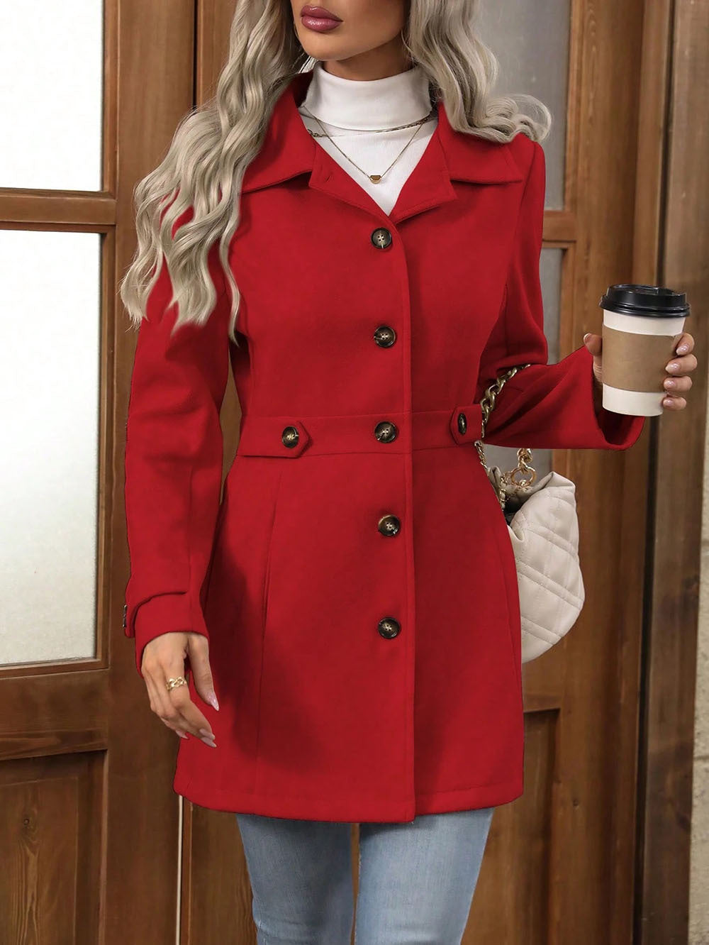 Women's Elegant and Tailored Transitional Jacket with Pockets