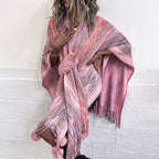Fashionable Poncho with Luxurious Faux Fur Trim and Creative Fringe