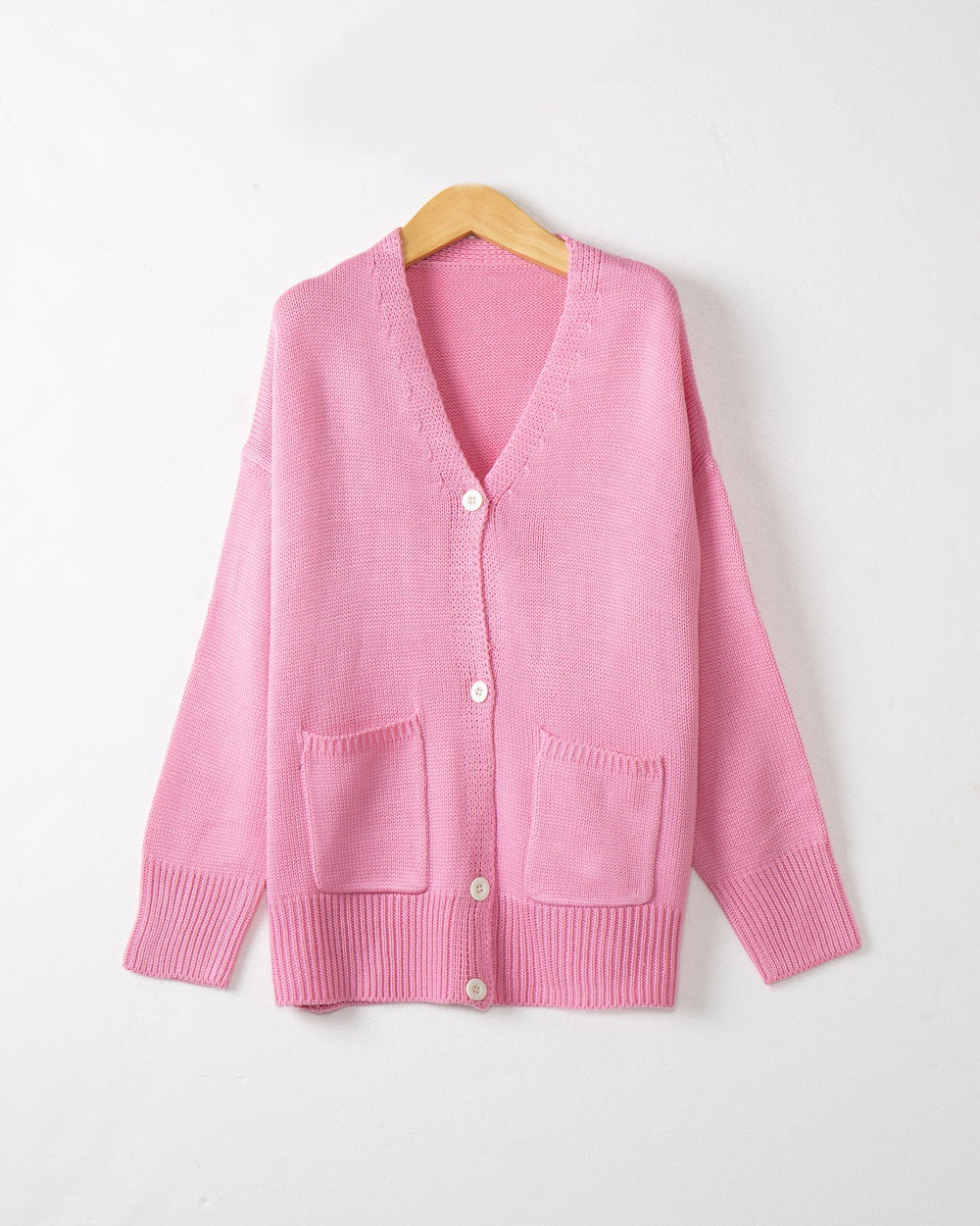 Women's Chunky Knit Cardigan with Pockets and V-Neck