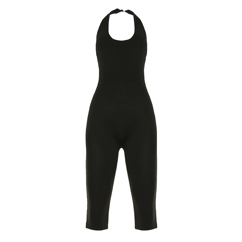 Women's Bodycon Jumpsuit with Deep Back and Clean Design