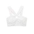 Women's Brocade Crop Top with Elegant Neckline and Embellished Straps