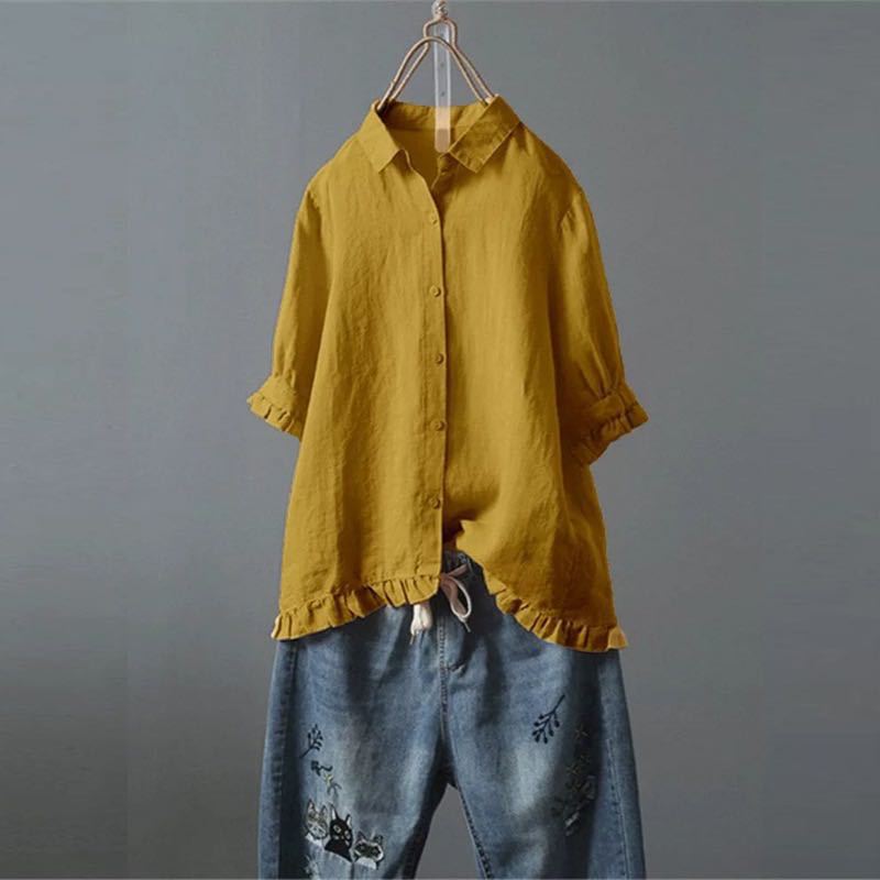 Women's Shirt with Ruffle Details and Loose Fit