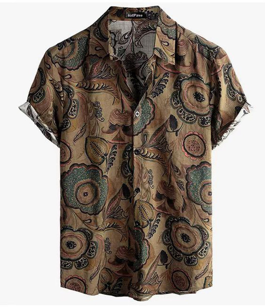 Women's Short-Sleeve Shirt with Unique Stripe and Dot Design