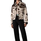 Women's Casual Cow-Print Denim Jacket