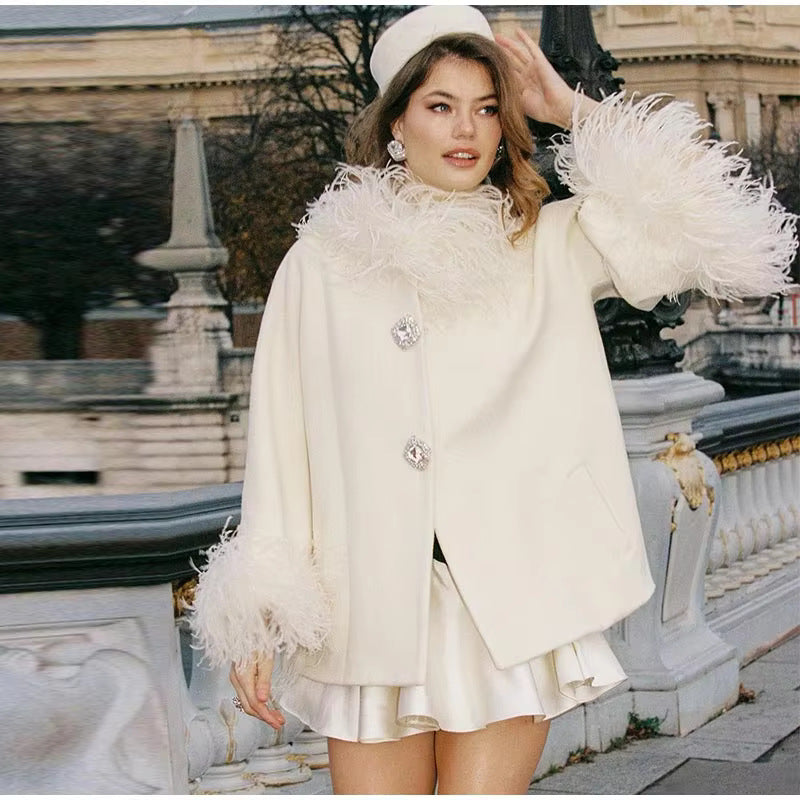 Elegant Women's Faux Fur Jacket with Glamorous Button Details