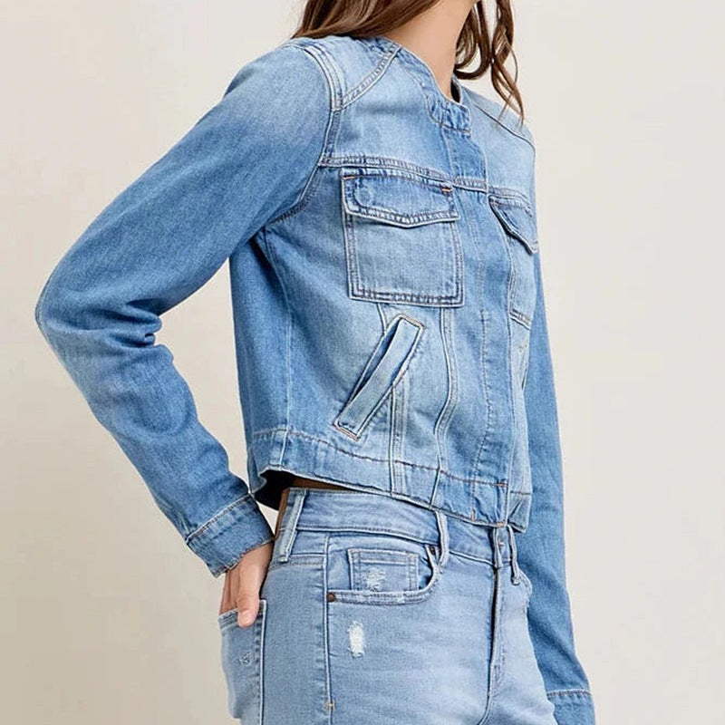 Women's Denim Jacket with Relaxed Fit