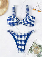 Women's Bandeau Bikini with Unique Pattern and Adjustable Straps