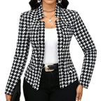 Elegant Houndstooth Blazer Jacket