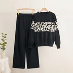 Women's Fashionable Leisure Loungewear Set with Trendy Leopard Print