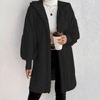 Women's Fluffy Oversized Cardigan with Hood and Pockets