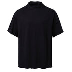 Women's Short-Sleeve Shirt with Modern Stand-Up Collar