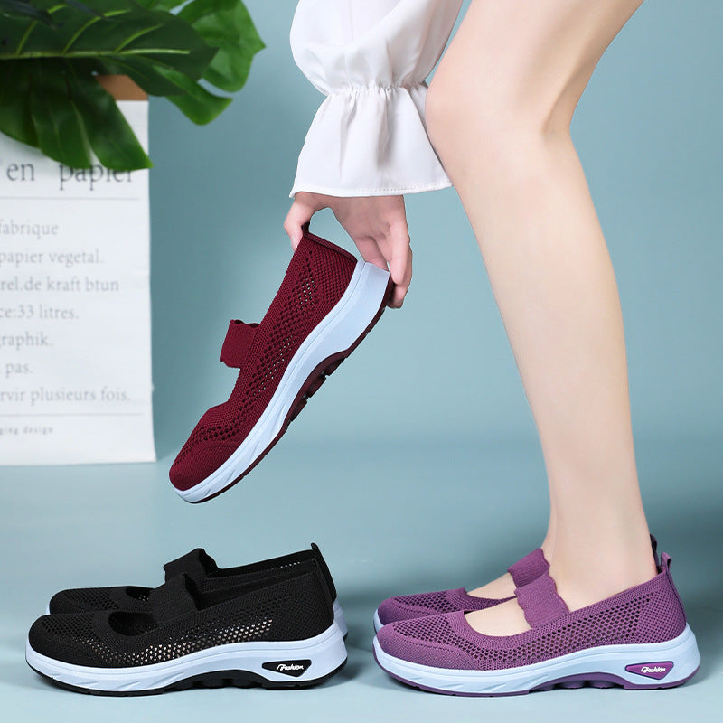 Women's Breathable Comfort Sneakers with Hook-and-Loop Closure
