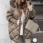 Women's Quilted Winter Parka with Detachable Hood