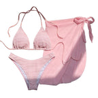 Women's Swimsuit Set with Lace Details and Wrap Skirt