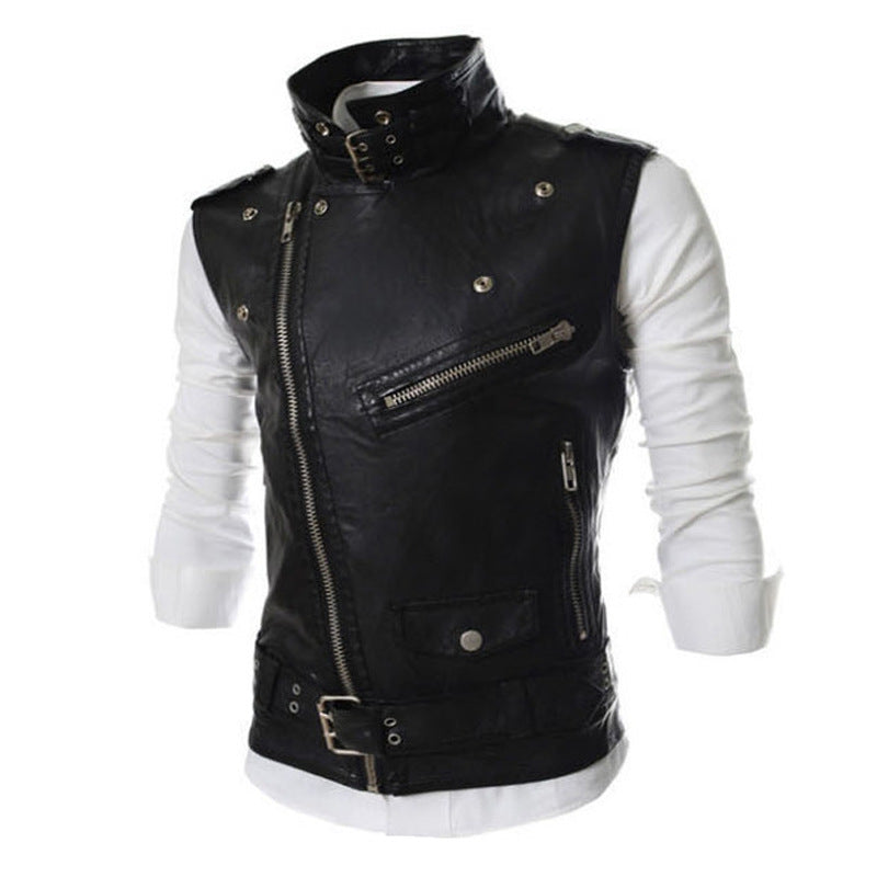 Women's Biker Vest with Asymmetric Zipper