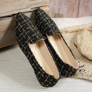 Women's Ballet Flats with Elegant Tweed Finish
