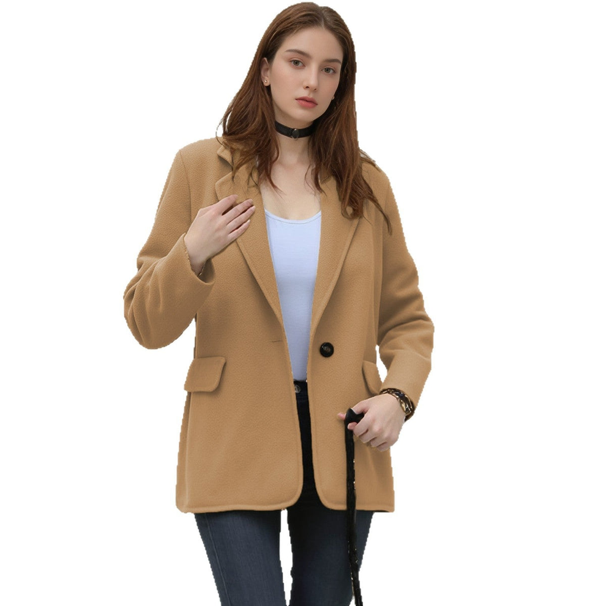 Women's Elegant Blazer with Textured Surface