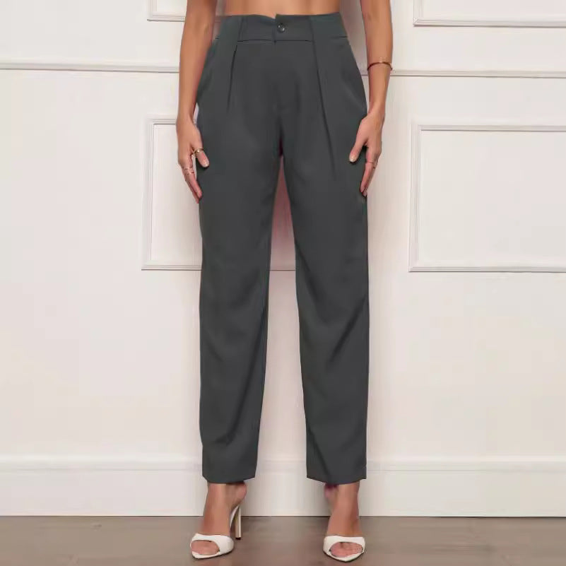 Elegant High-Waisted Pants with Pleat Details