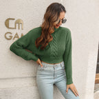 Women's Cropped Cable-Knit Sweater