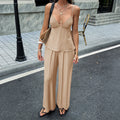 Women's Airy Two-Piece Set with Thin Straps and Wide-Leg Pants