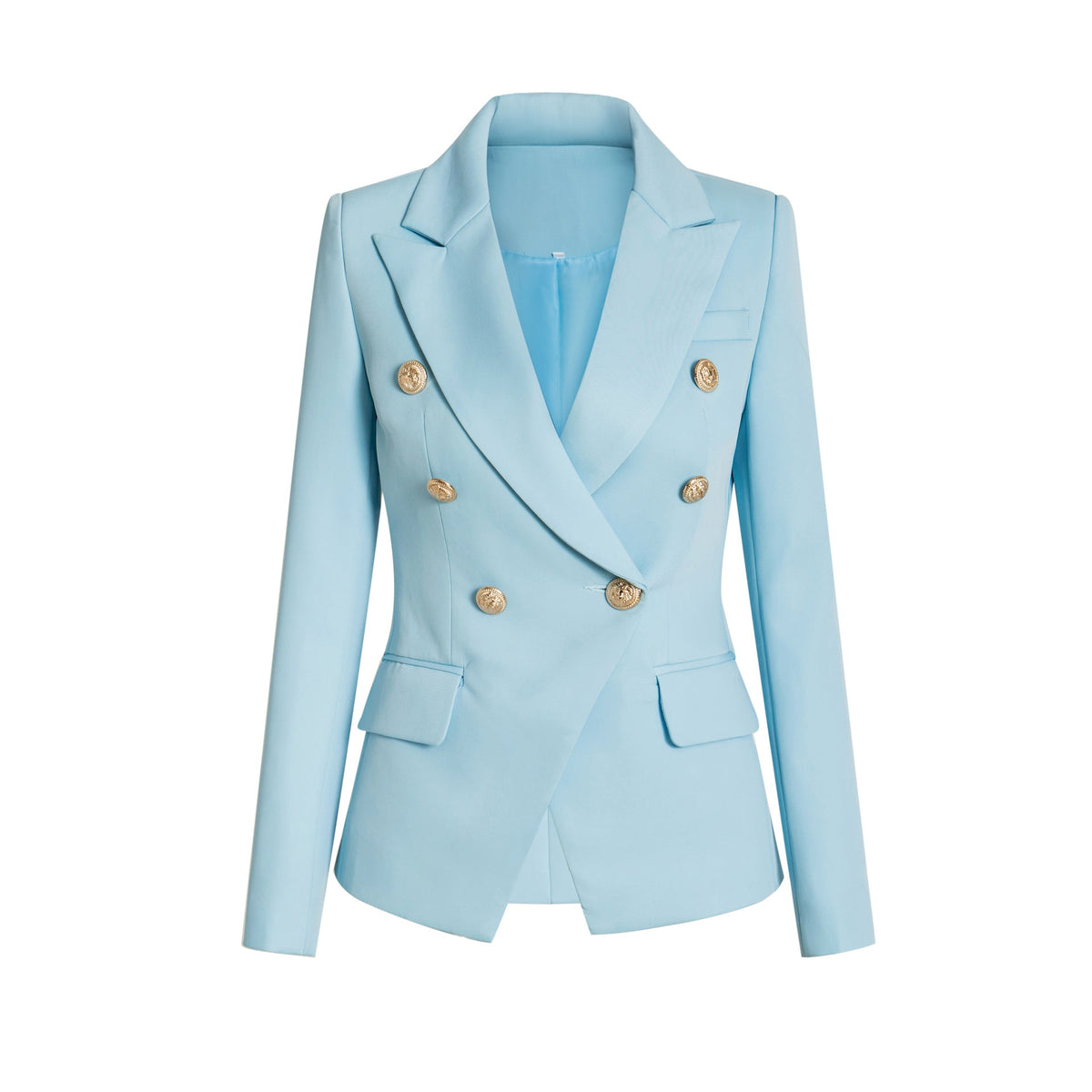 Women's Elegant Double-Breasted Blazer Jacket with Gold Buttons