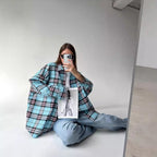 Women's Casual Plaid Shirt Blouse