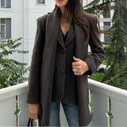 Elegant Winter Coat with Chic Collar and Matching Scarf