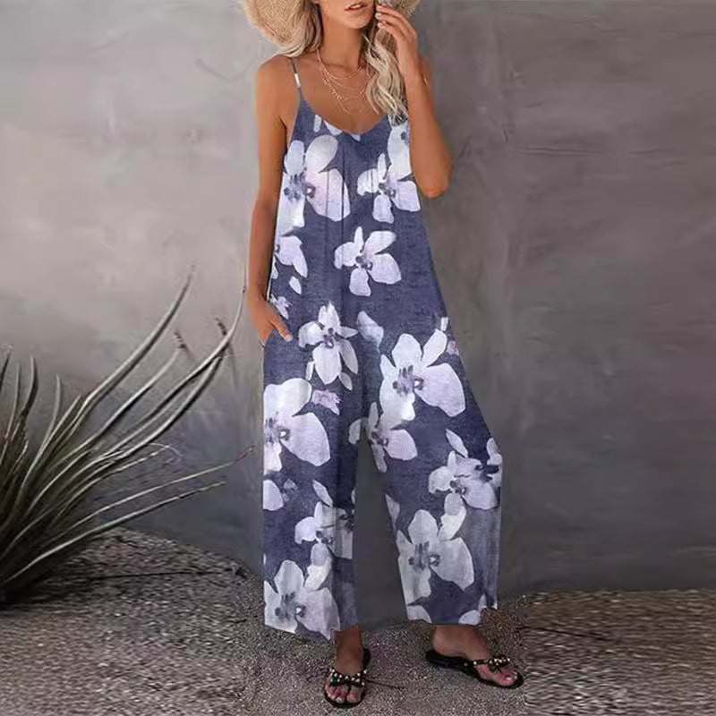 Women's Airy Summer Overall with Wide Legs and Pockets