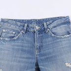 Women's Flared Jeans with Distressed Effects and Frayed Hems
