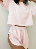 Women's Casual Striped Set with Wide T-Shirt and Shorts