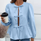 Women's Leopard Print Blouse with Ruffle Details