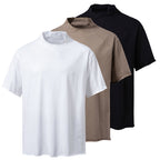 Women's Short-Sleeve Shirt with Modern Stand-Up Collar