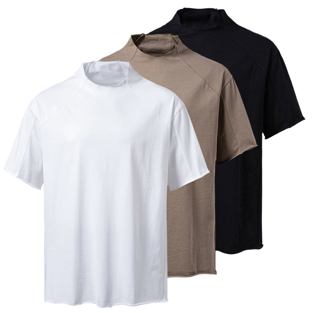 Women's Short-Sleeve Shirt with Modern Stand-Up Collar
