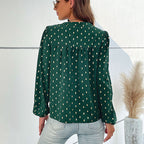 Women's Blouse with Fine Print and Button Details