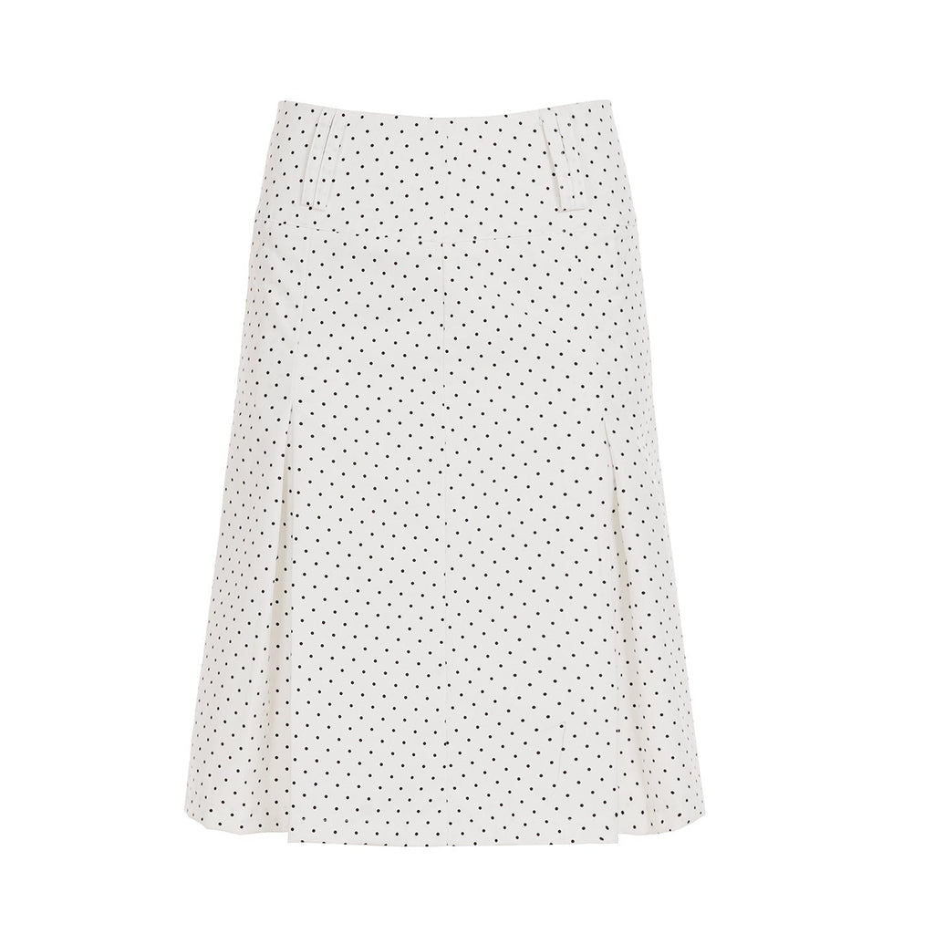 Women's Midi Skirt with Playful Polka Dot Pattern and Elegant A-Line