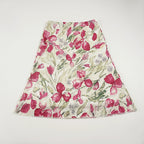 High-Waisted Flared Midi Skirt with Floral Watercolor Print