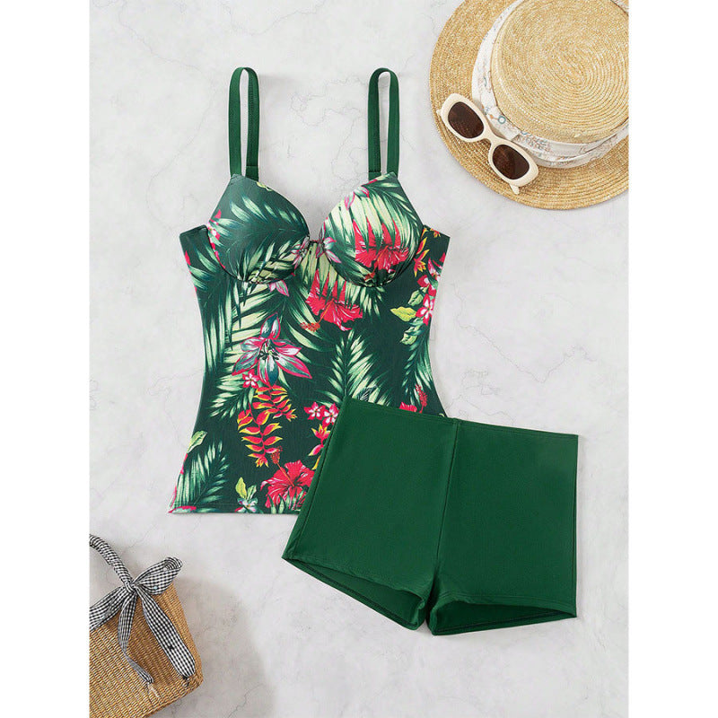 Women's Swimsuit Set with Floral Top