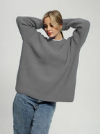 Women's Chunky Knit Comfort Sweater with Round Neckline