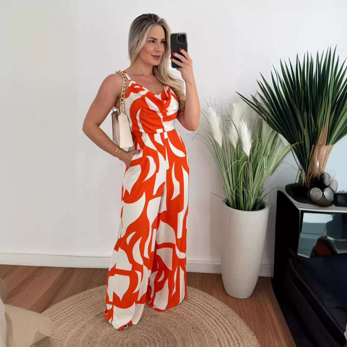 Women's Jumpsuit with Elegant Cowl Neck and Wide Leg