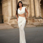 Elegant Jumpsuit Set with Draping and Slim Leg