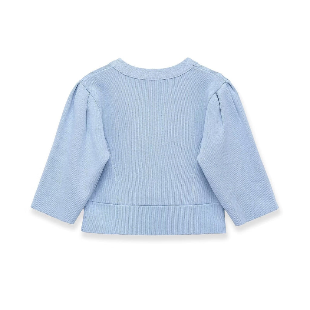 Elegant Cardigan with Fine Ribbed Pattern and Decorative Buttons