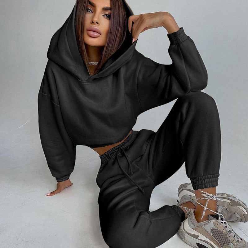 Women's Cropped Hoodie Loungewear Set