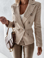 Women's Elegant Blazer with Double-Button Placket and Fine Details